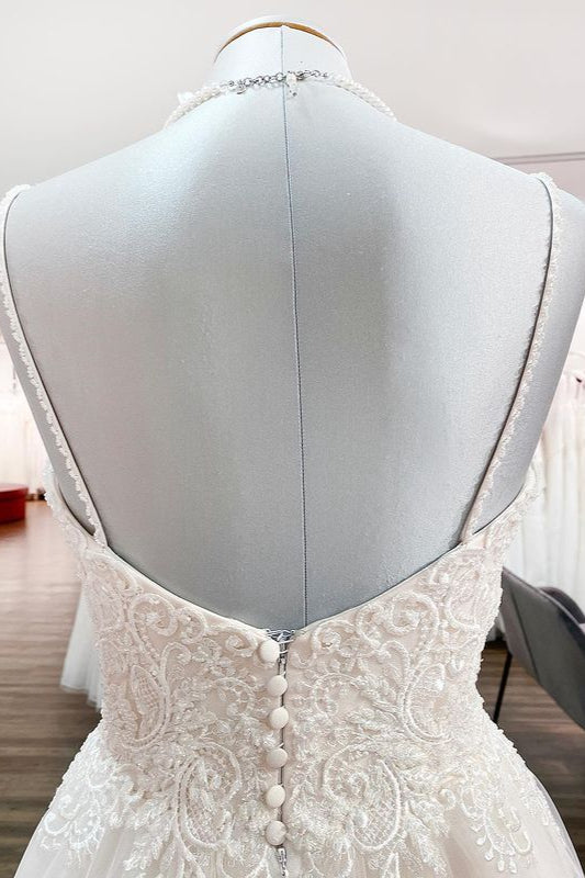 Gorgeous Long A-line Sweetheart Spaghetti Straps Tulle Lace Wedding Dresses