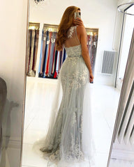 Elegant Long Mermaid One Shoulder Tulle Prom Dress with Slit