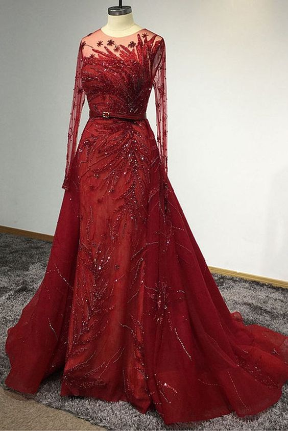 Gorgeous Bateau Long Sleeve Floor Length Ruffles Tulle Mermaid Formal Dresses