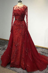 Gorgeous Bateau Long Sleeve Floor Length Ruffles Tulle Mermaid Formal Dresses