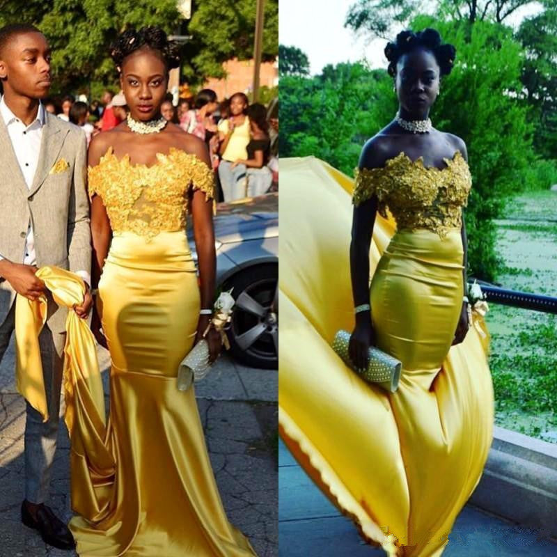 Long Off the Shoulder Satin Lace Mermaid Prom Dress