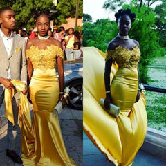 Long Off the Shoulder Satin Lace Mermaid Prom Dress