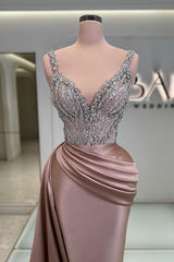 Elegant Long Mermaid Sweetheart Sleeveless Satin Prom Dresses