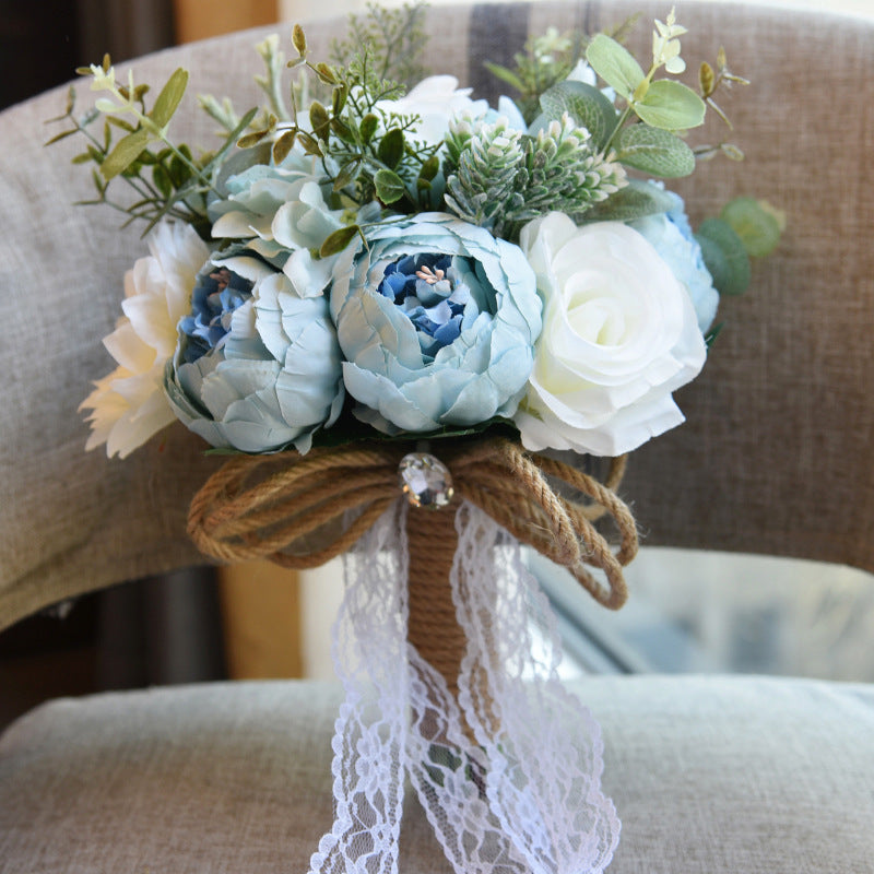 Real Touch Colorful Artifial Roses Wedding Bouquet