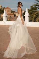 Long Sweetheart Chapel Train Tulle Mermaid Wedding Dress