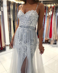 Elegant Long Mermaid Sweetheart Open Back Front Slit Prom Dress
