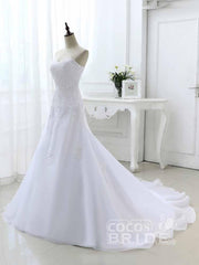 Elegant White Long Sweetheart Lace-Up A-line Wedding Dresses