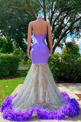 Charming Long Mermaid Halter Satin Tulle Prom Dress