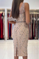 Short Mermaid One Shoulder Sparkle Beaded Tulle Party Dresses