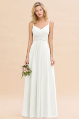 Elegant A-line Ruffles Spaghetti Straps Bridesmaid Dress