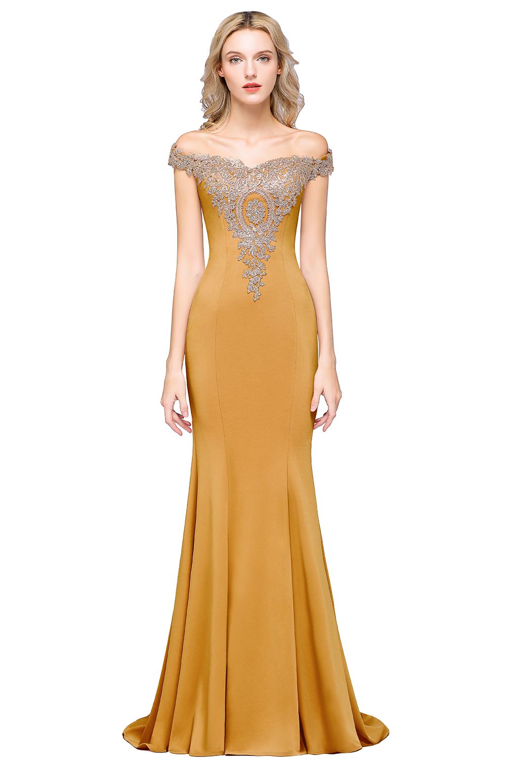 Dusty Rose Long Mermaid Off the Shoulder Satin Lace Formal Evening Dresses