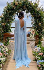 Simple Long A-line V-neck Chiffon Bridesmaid Dresses