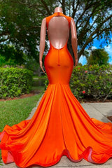 Long Mermaid Sequined V-neck Satin Backless Prom Dress with Appliques