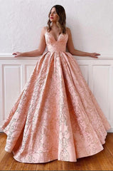 A-line V-neck Spaghetti Straps Backless Floor Length Ruffles Satin Prom Dress