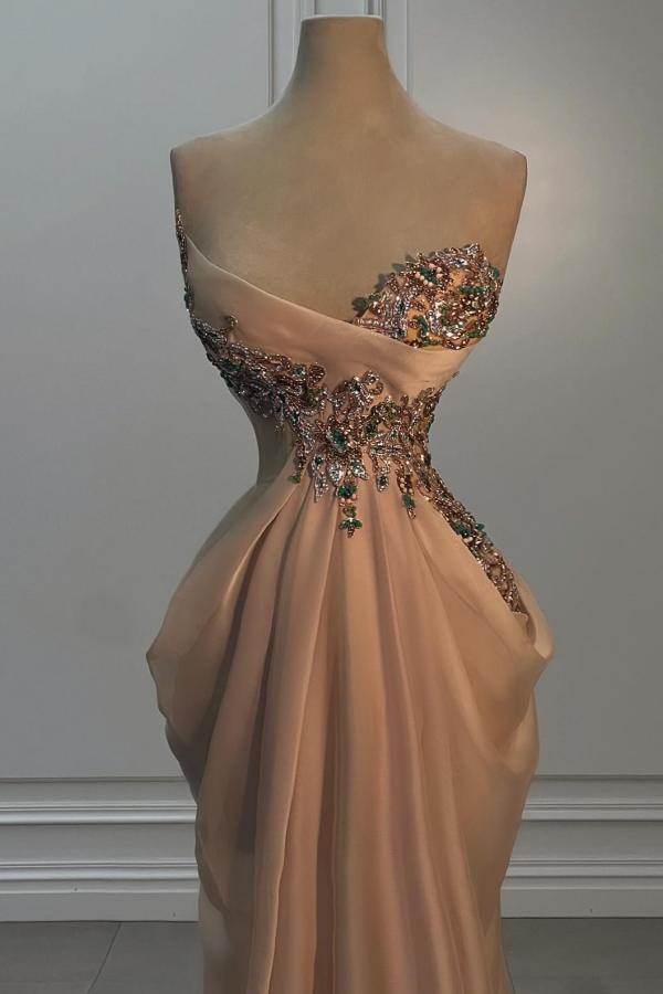 Sweetheart Satin Mermaid Long Prom Dress with Beads