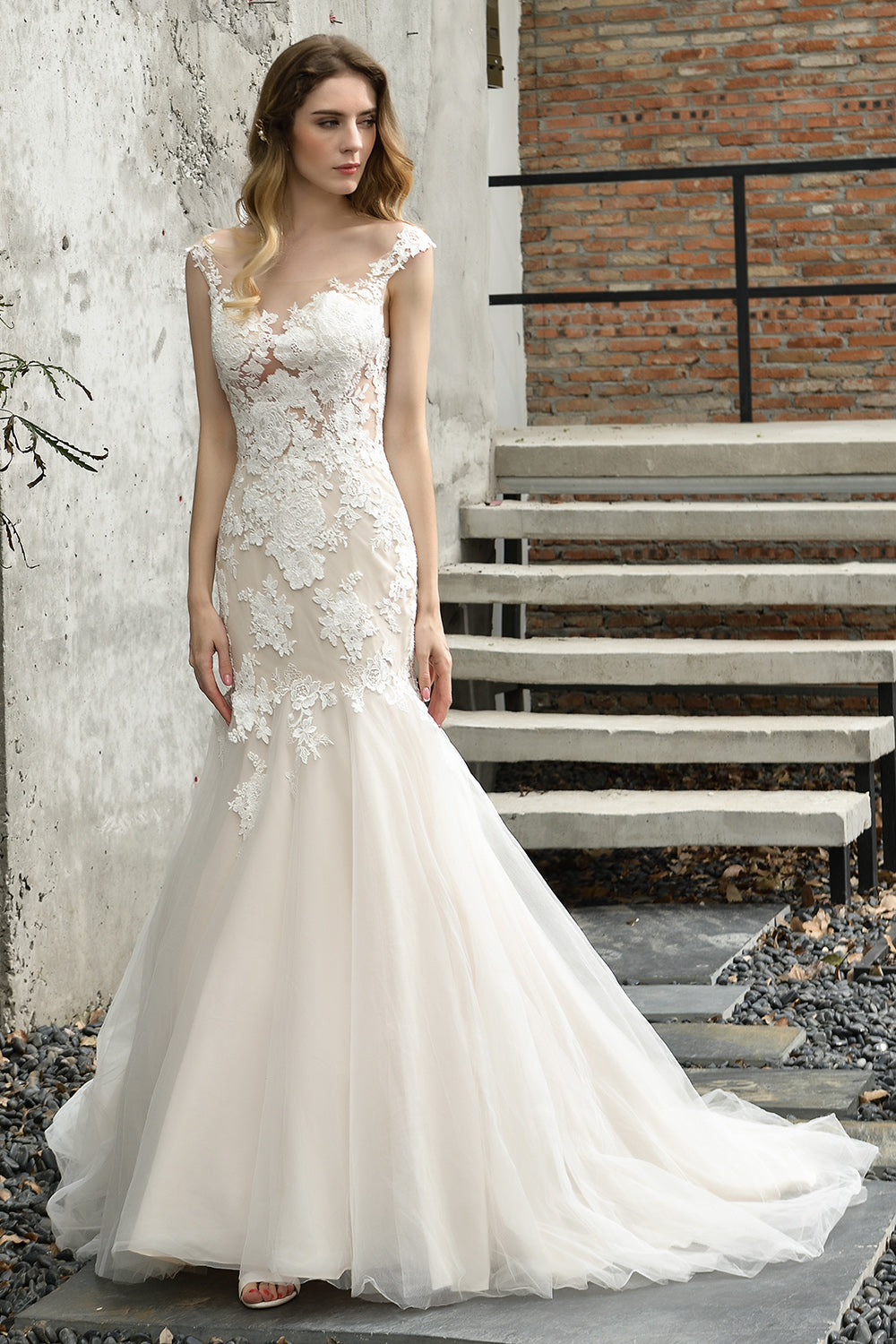 Long Mermaid Sweetheart Tulle Lace Floor Length Wedding Dresses