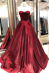 Long Sweetheart Ruffles A-line Satin Prom Dress