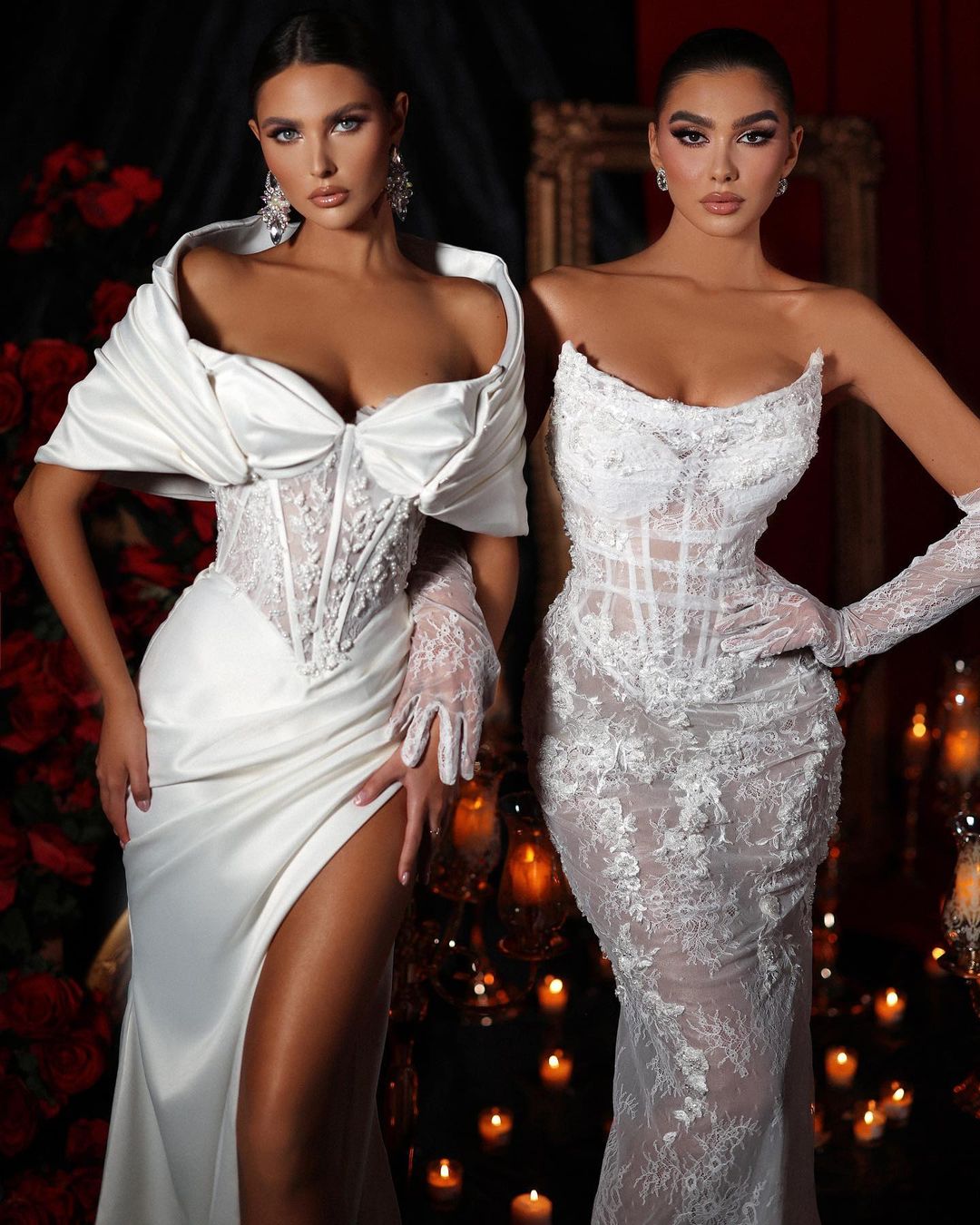 White Long Mermaid Off the Shoulder Satin Prom Dresses with High Split