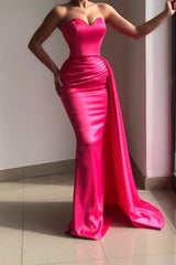 Elegant Long Mermaid Sweetheart Satin Prom Dresses