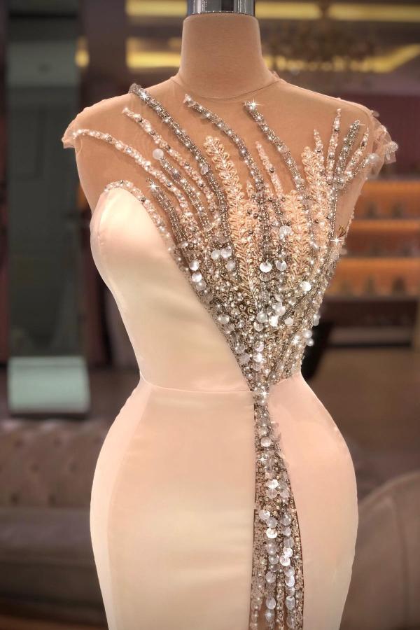 Gorgeous Long Mermaid Sleeveless Beading Prom Dress with High split