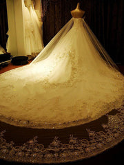 Elegant Long Ball Gown Sweetheart Appliques Beading Wedding Dresses