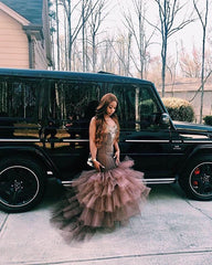 Long Mermaid Sweetheart Tulle Straps Appliques Lace Prom Dress