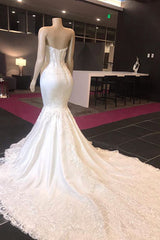 Luxury Long Sweetheart Appliques Lace Mermaid Wedding Dress