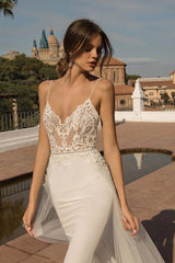 Long Sweetheart Chapel Train Tulle Mermaid Wedding Dress
