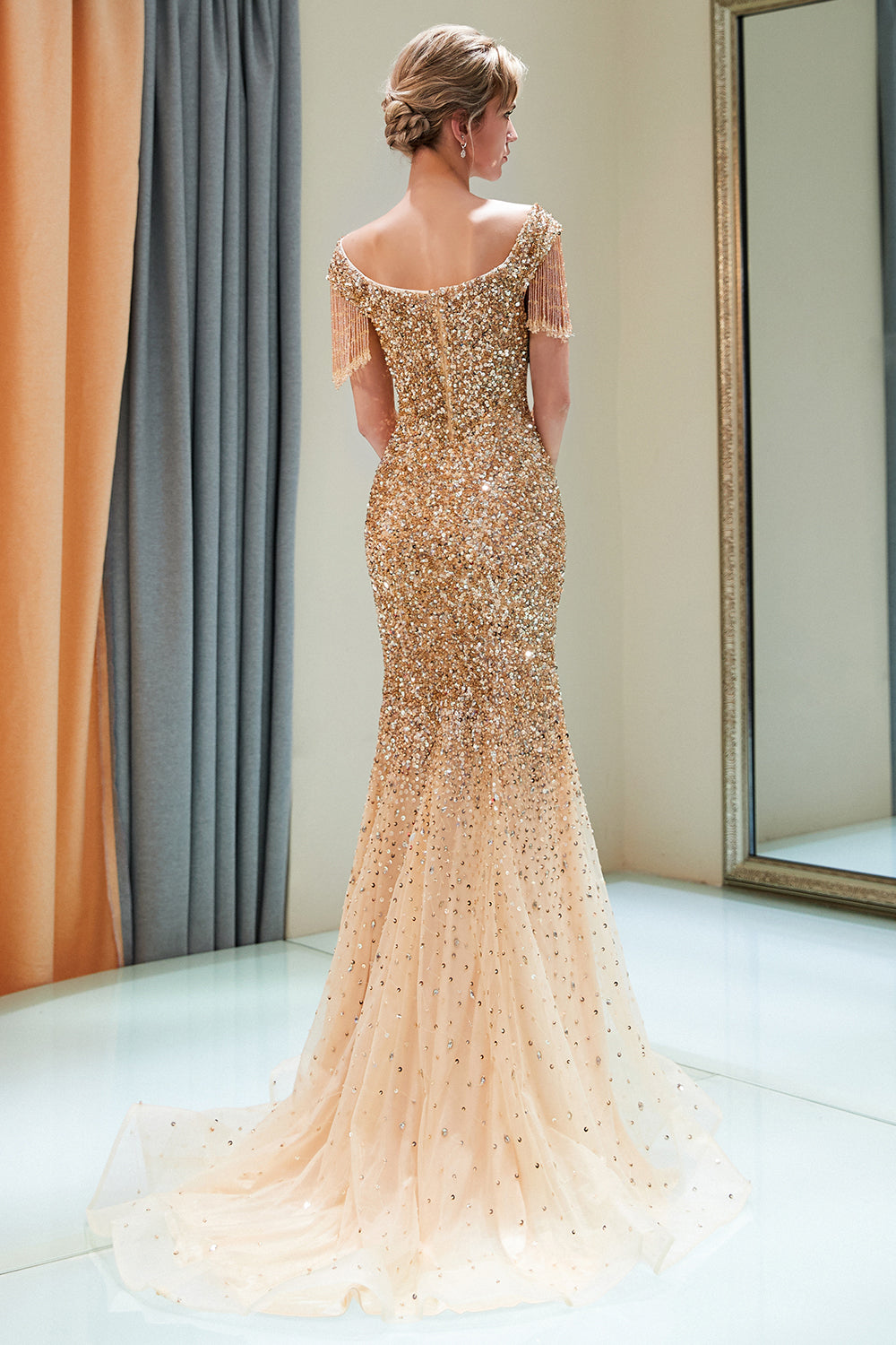 Long Off the Shoulder Tulle Mermaid Formal Evening Dresses