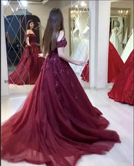 Modest Long Ball Gown Off the Shoulder Tulle Prom Dress