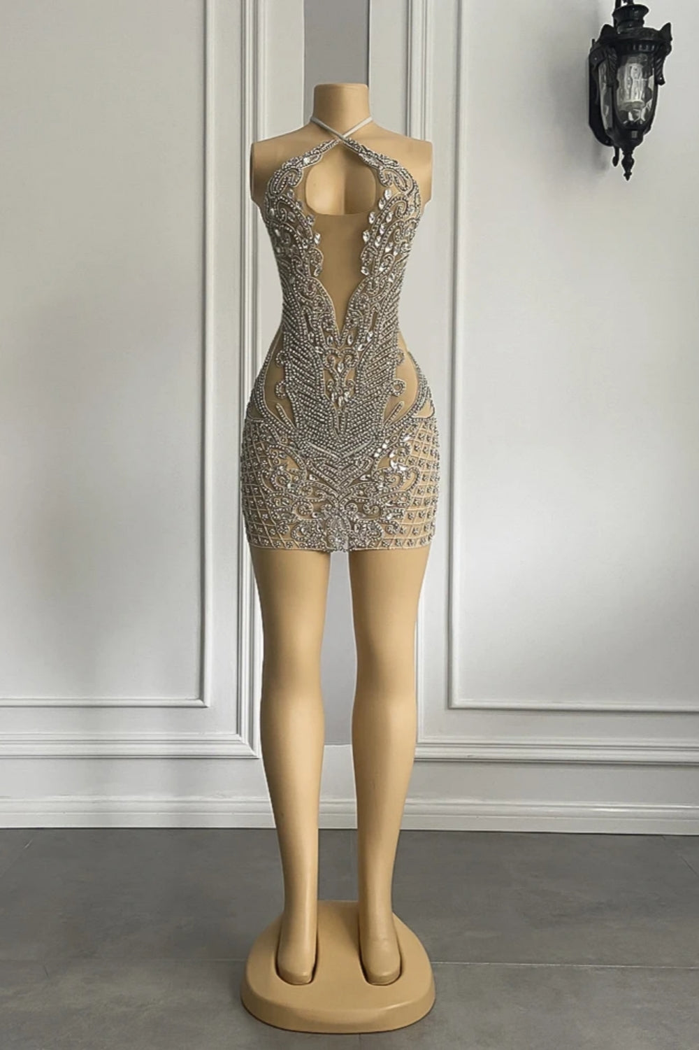 Sexy Short Halter See Through Tulle Party Dresses