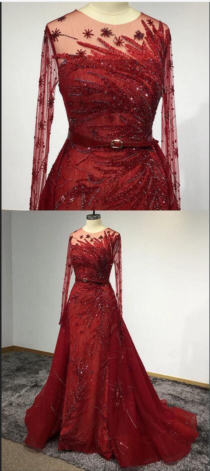 Gorgeous Bateau Long Sleeve Floor Length Ruffles Tulle Mermaid Formal Dresses