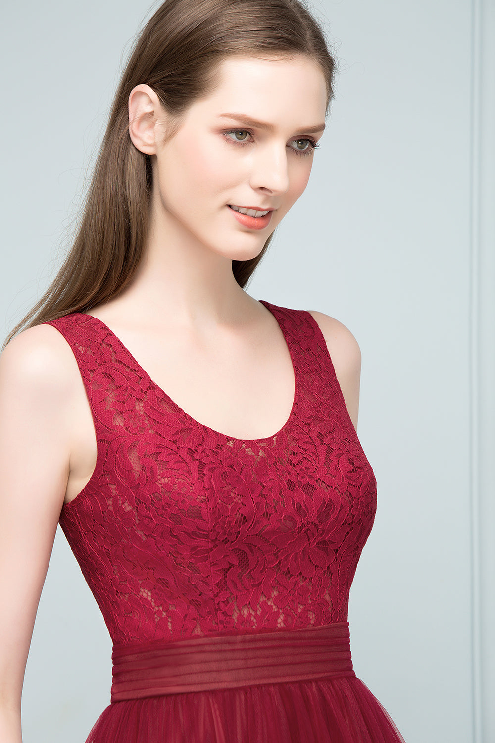 Elegant Long Straps Tulle Lace A-line Evening Formal Dress