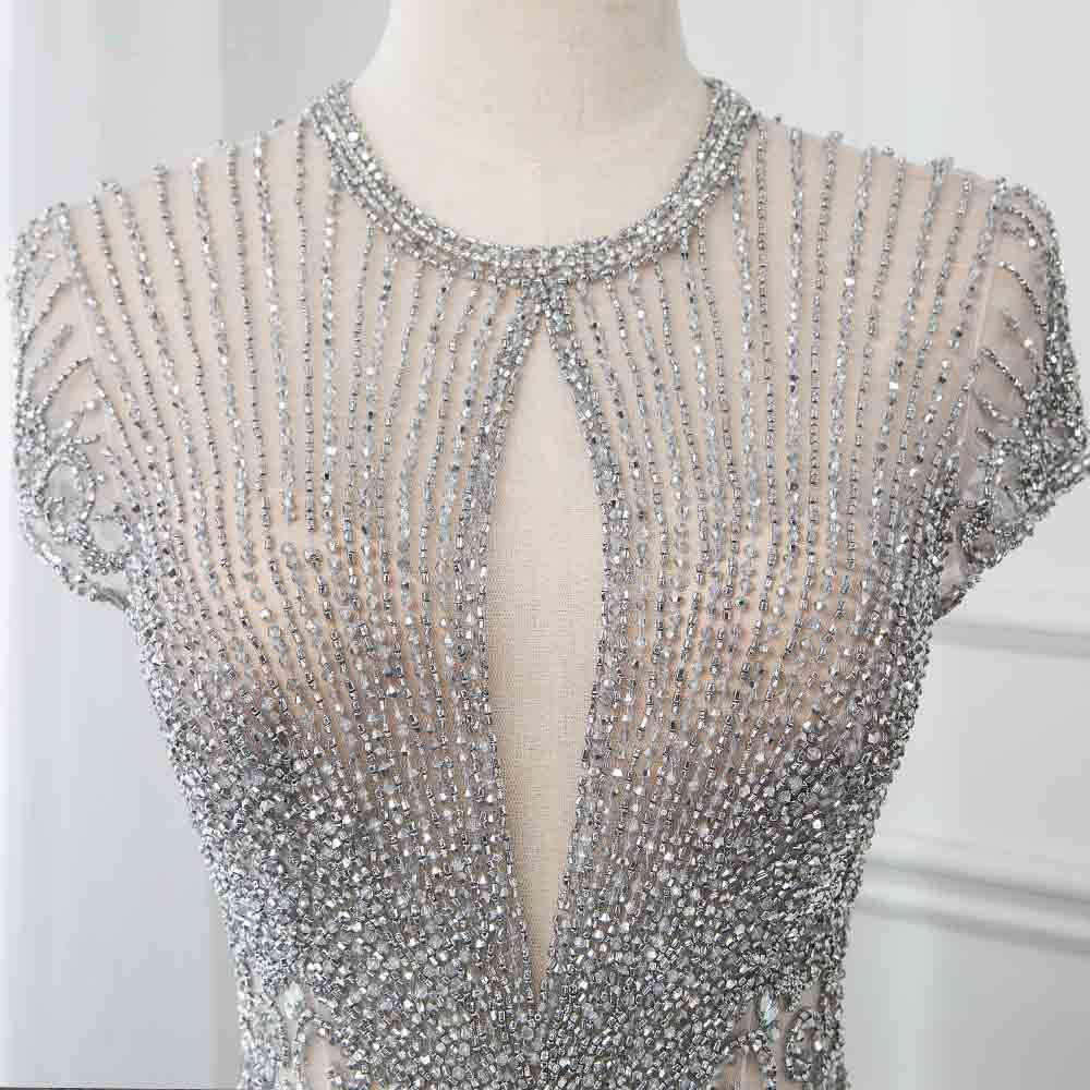 Long Mermaid Jewel Satin Beads Formal Evening Dresses