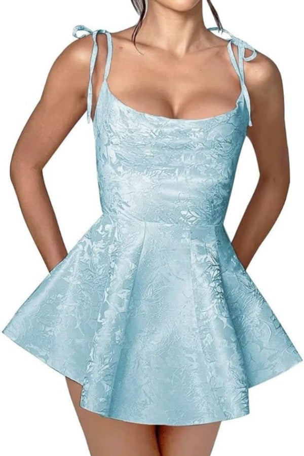Chic Short A-line Spaghetti Straps Sleeveless Ruffle Mini Homecoming Dress