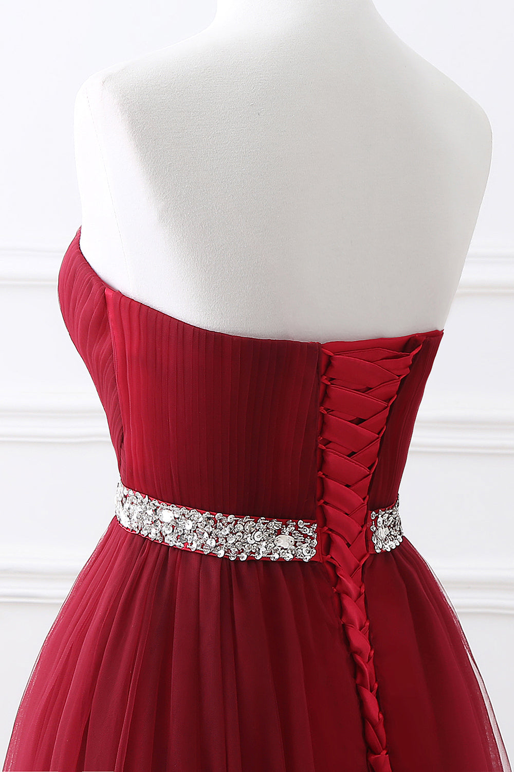Long Strapless Organza A-line Evening Prom Dress