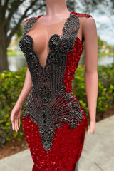 Sparkle Long Appliques Beaded V-Neck Mermaid Sequin Prom Dress