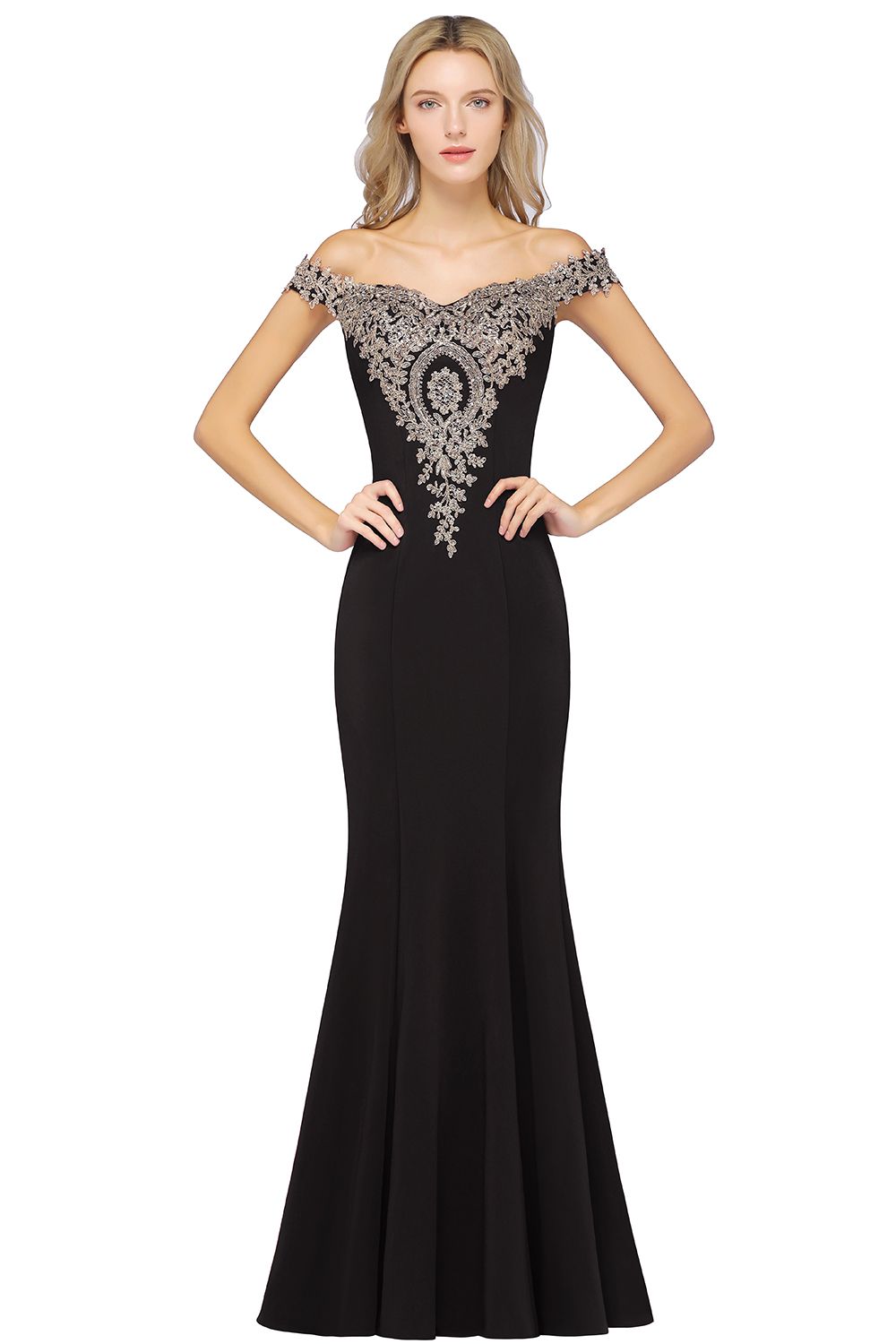 Dusty Rose Long Mermaid Off the Shoulder Satin Lace Formal Evening Dresses