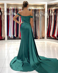 Long Backless Off the Shoulder Split Mermaid Prom Dress With Side Train