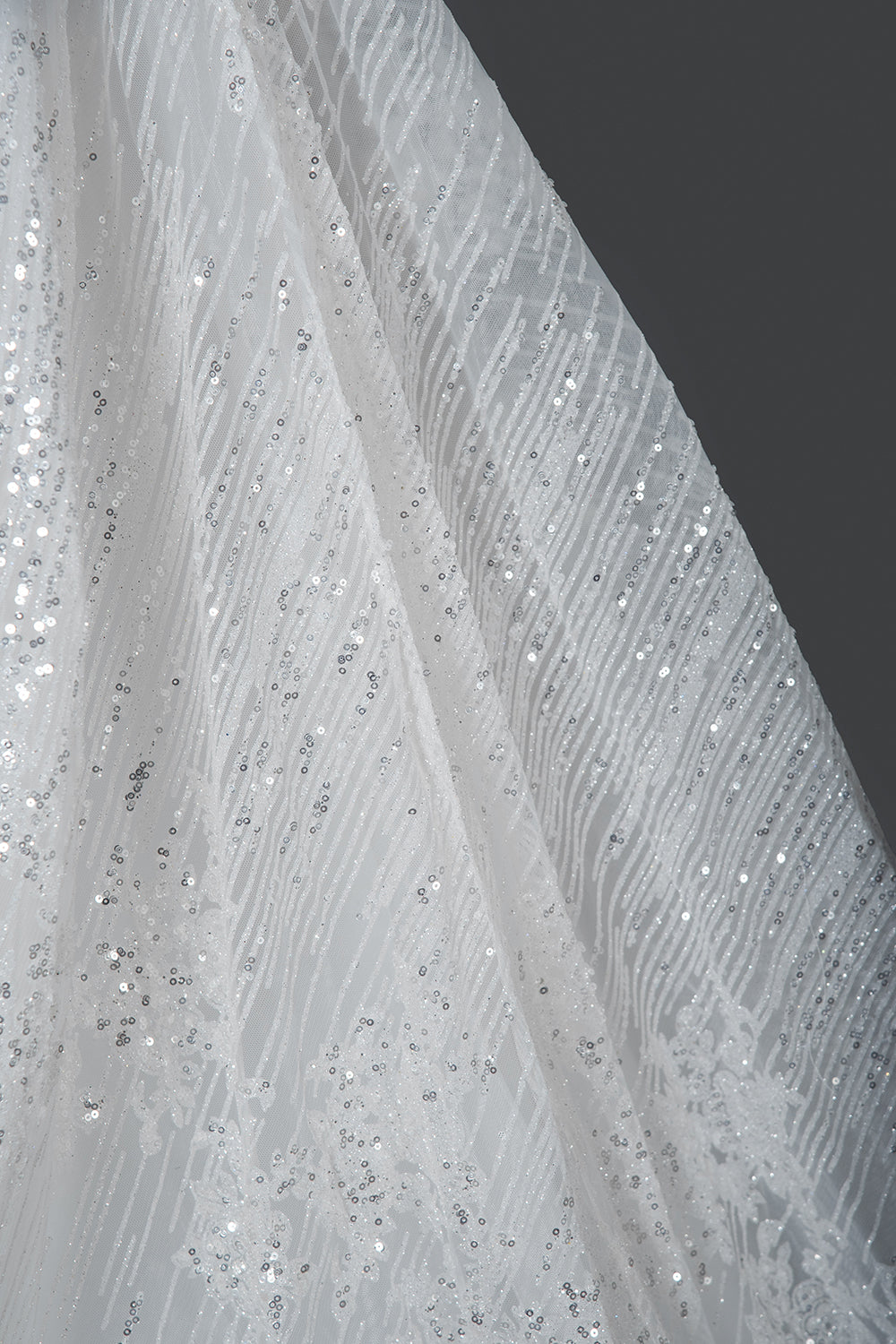 Long Straps Sequins Sweetheart Pleated Ball Gown Wedding Dresses