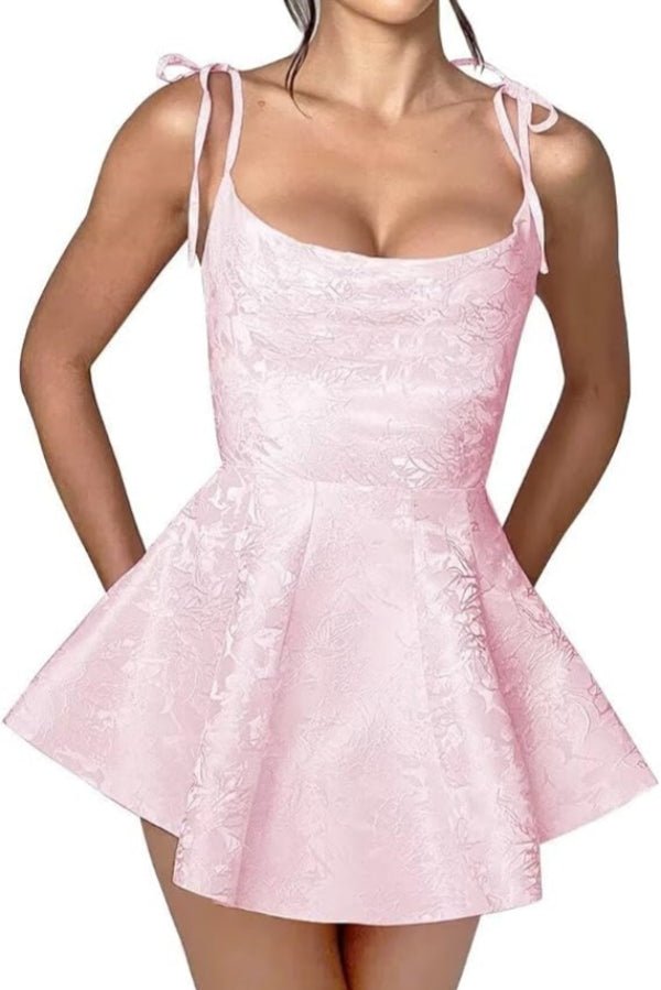 Chic Short A-line Spaghetti Straps Sleeveless Ruffle Mini Homecoming Dress