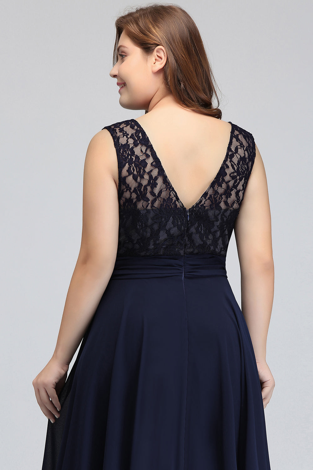 Plus Size Long Sleeveless A-Line Chiffon Ruffles Wedding Guest Dresses
