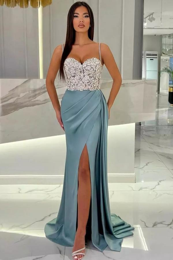 Gorgeous Long Mermaid Sweetheart Beading Prom Dresses with Split