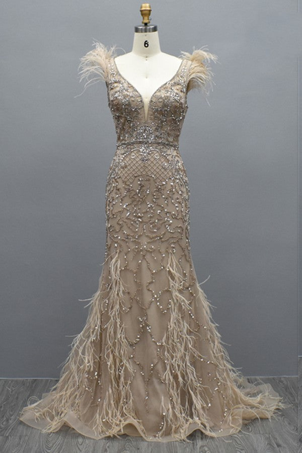 Elegant Long Mermaid Sweetheart Tulle Beading Backless Formal Evening Dresses