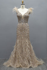 Elegant Long Mermaid Sweetheart Tulle Beading Backless Formal Evening Dresses