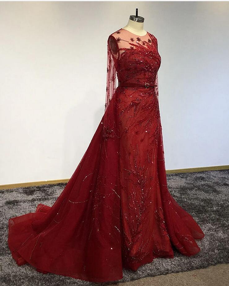 Gorgeous Bateau Long Sleeve Floor Length Ruffles Tulle Mermaid Formal Dresses