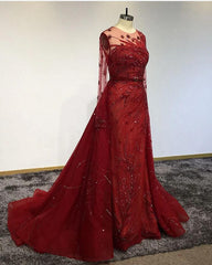 Gorgeous Bateau Long Sleeve Floor Length Ruffles Tulle Mermaid Formal Dresses