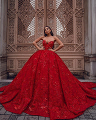 Long Sweetheart Appliques Lace Floor Length Ruffles Ball Gown Prom Dress