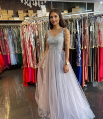 Long Sweetheart Spaghetti Straps A-line Tulle Backless Prom Dress