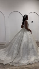 Spaghetti Straps Sequined Ball Gown Wedding Dresses